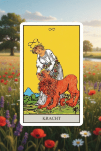 Tarotkaart kracht vaat niet over de kracht van controle en beheersing.