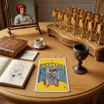 Bekers Negen, de tarotkaart van de voldoening,
