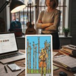 Staven Negen van de Tarot Staven Negen, je bent moe, opgebrand en uitgeput maar nog niet verslagen.
