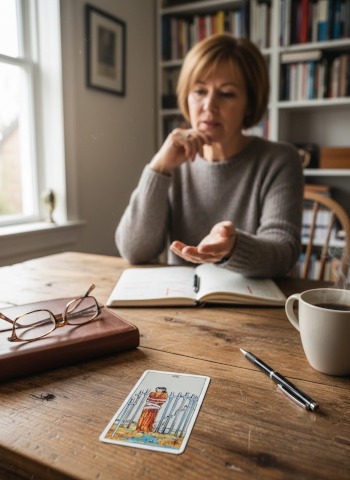 Zwaarden acht van de tarot: je houdt jezelf gevangen.
