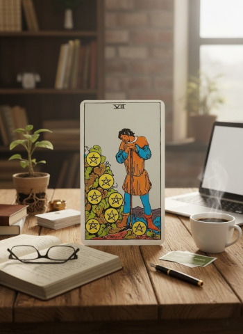 Pentagrammen zeven, de kaart van wachten op resultaat na hard werken