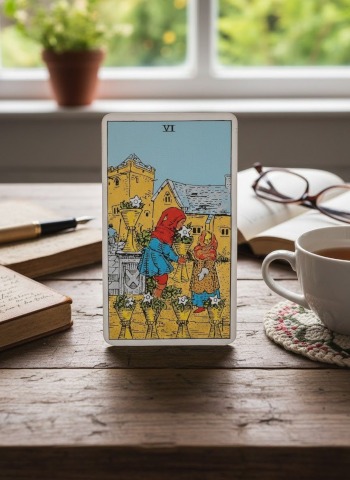 Bekers Zes van de tarot, de tarotkaart van het verleden.