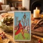 Staven Zes van de tarot, een tarotkaart van overwinning.