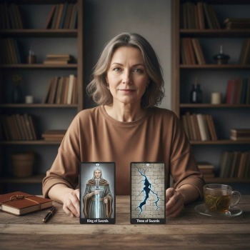 De tarotkaarten van zwaarden en verstand versus gevoel.