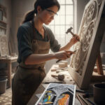 Pentagrammen drie over gelukkig worden door vakmanschap.