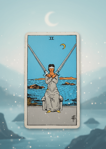 Zwaarden twee is de tarotkaart van mentaal evenwicht maar ook van apathie.