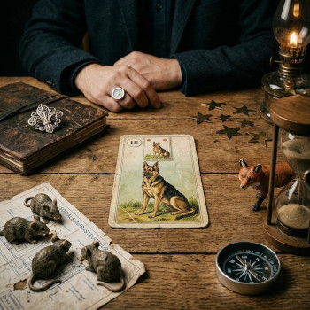 Lenormand kaart de hond is een symbool voor vriendschap en trouw.