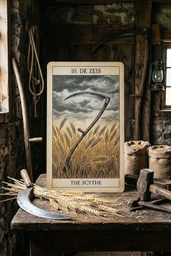 De Zeis in Lenormand is een oogst kaart. Maar let op; je oogst wat je hebt gezaaid.