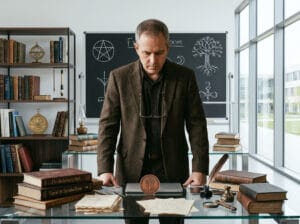 Docent economie in occult klaslokaal