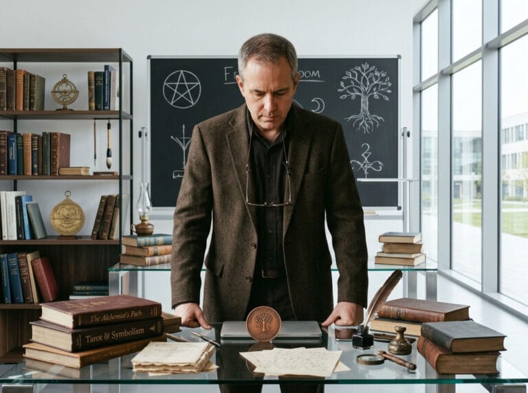 Docent economie in occult klaslokaal