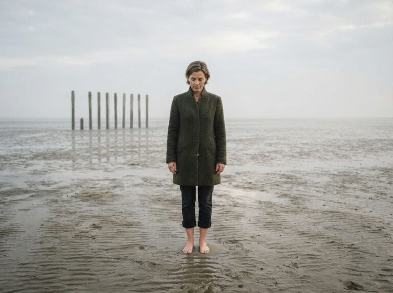 Vrouw aan strand